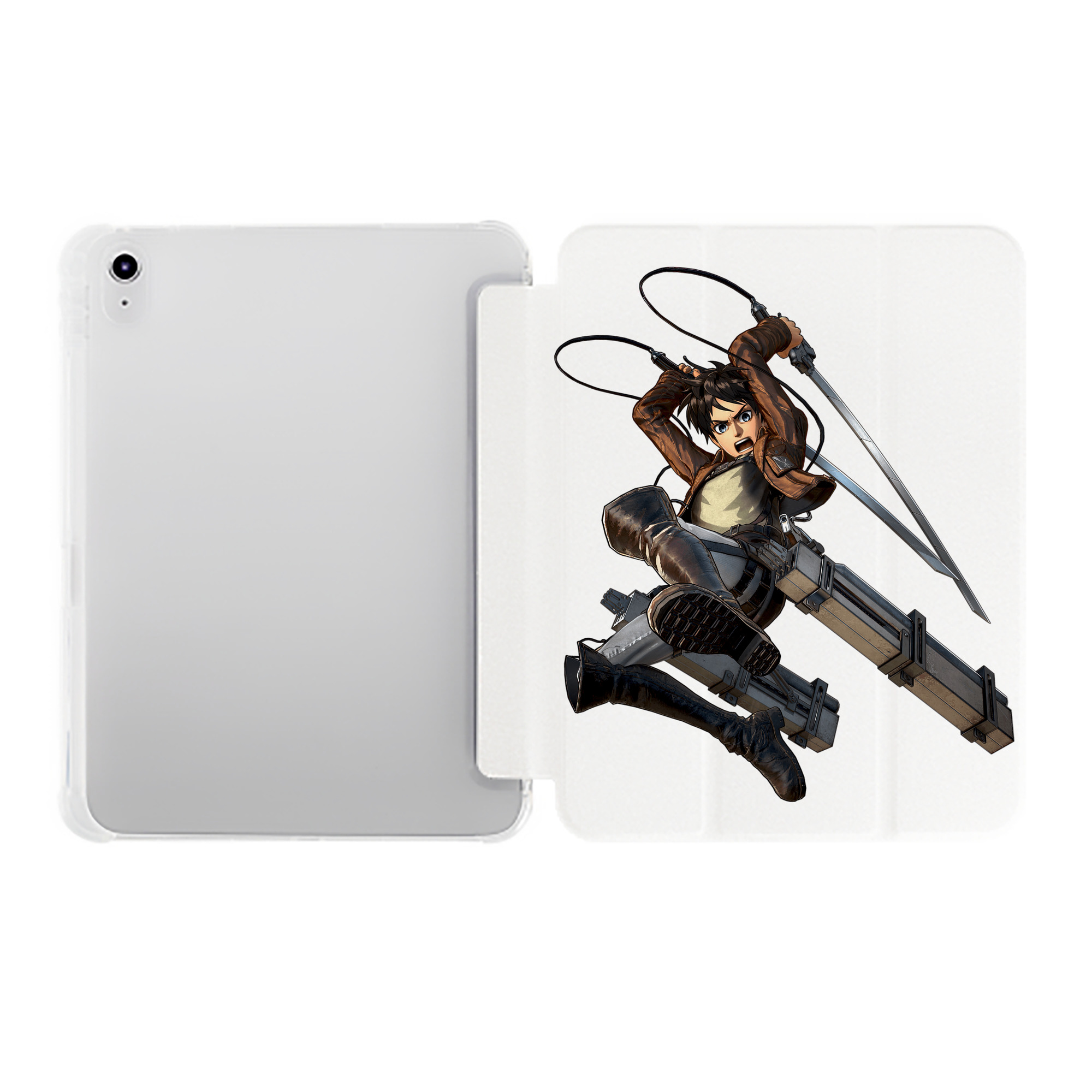 （画像用） 進撃の巨人 エレン･イェーガー Attack on Titan Eren Jäger IPad ケース ペン収納付き 三つ折りスタンド PUレザー×シリコン 対応機種9.5/10.5/10.9インチ